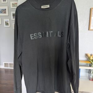 Essentials Black Long Sleeve Men's Shirt